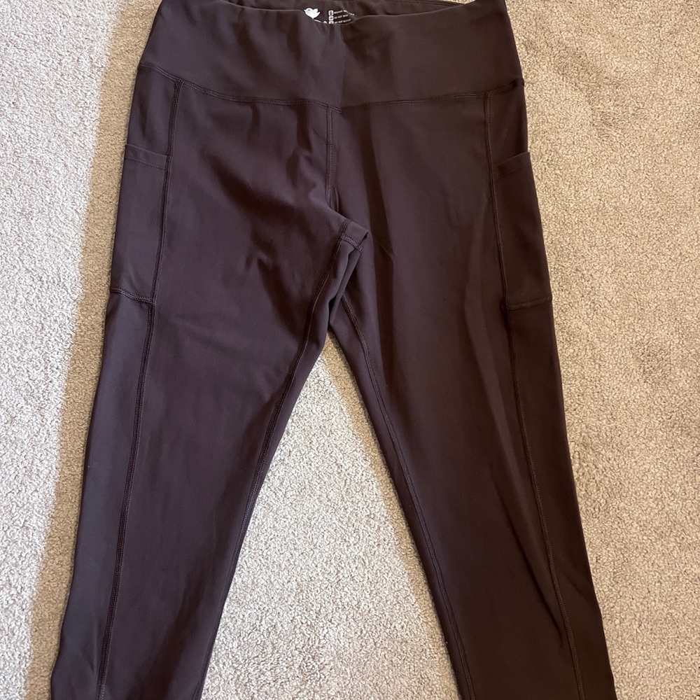 IUGA High-Waisted Yoga Leggings with Pockets – Dark Brown (size XL)